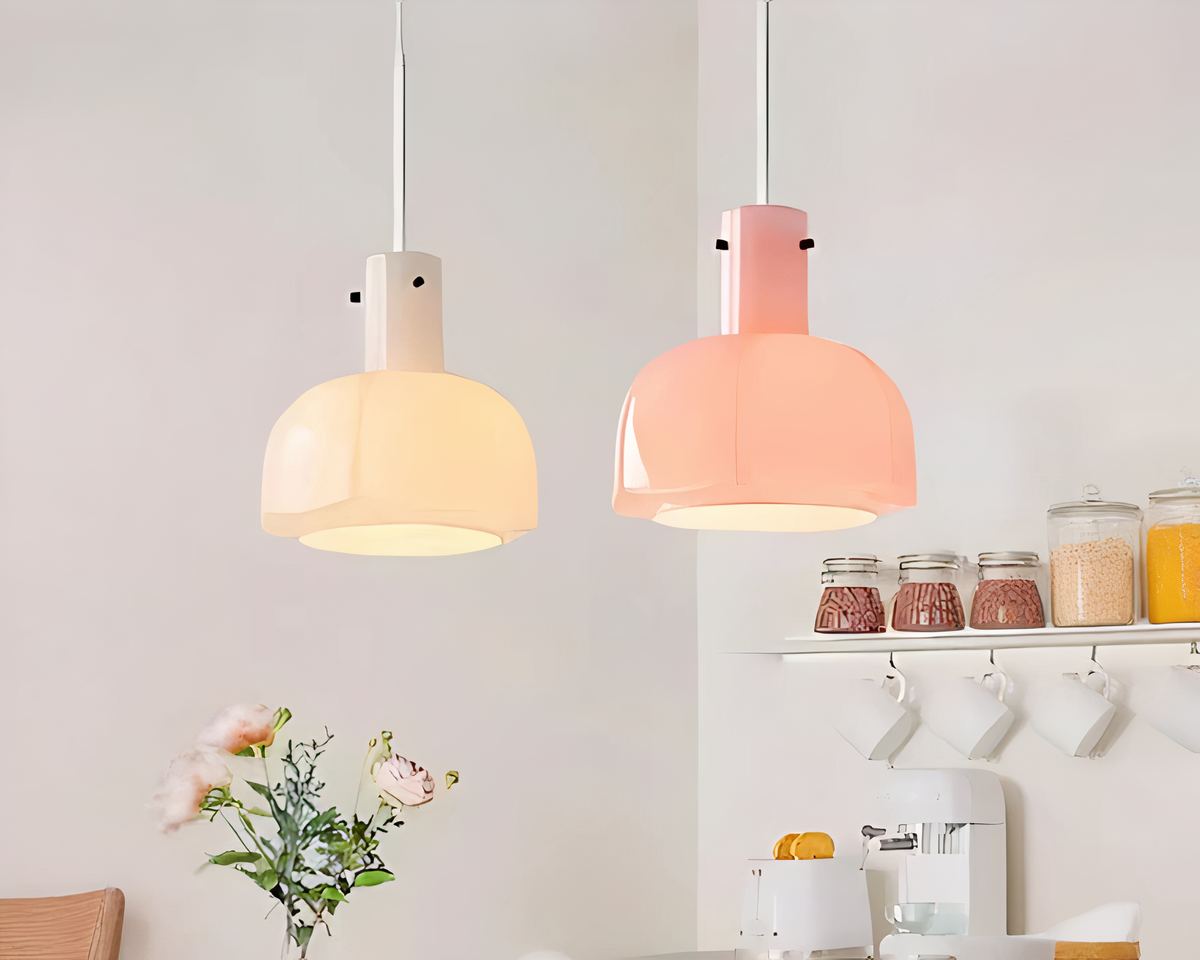 Lustre opaline rétro en verre coloré, cinq teintes, vue 5