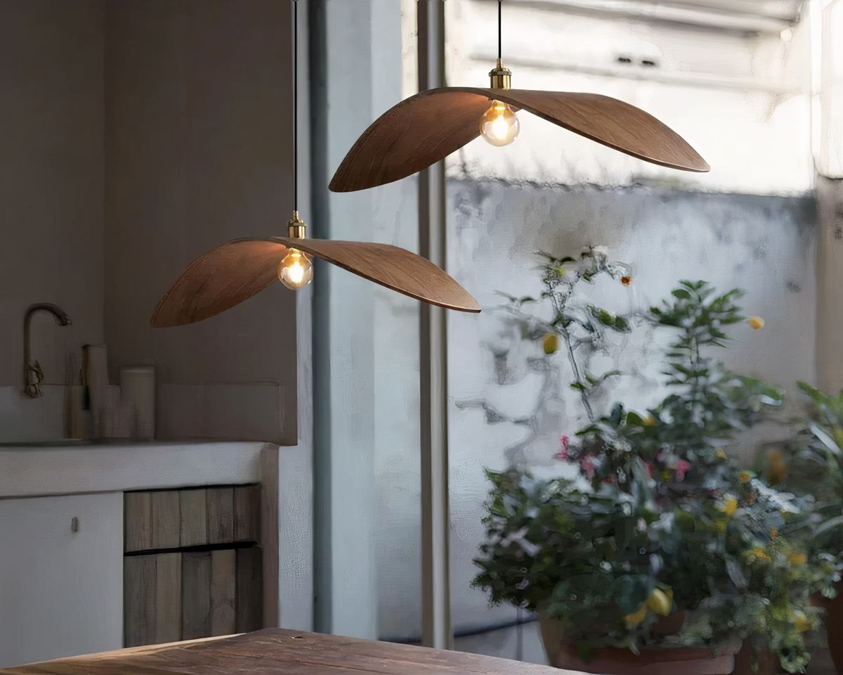 Lustre bohème feuille de bois courbée
