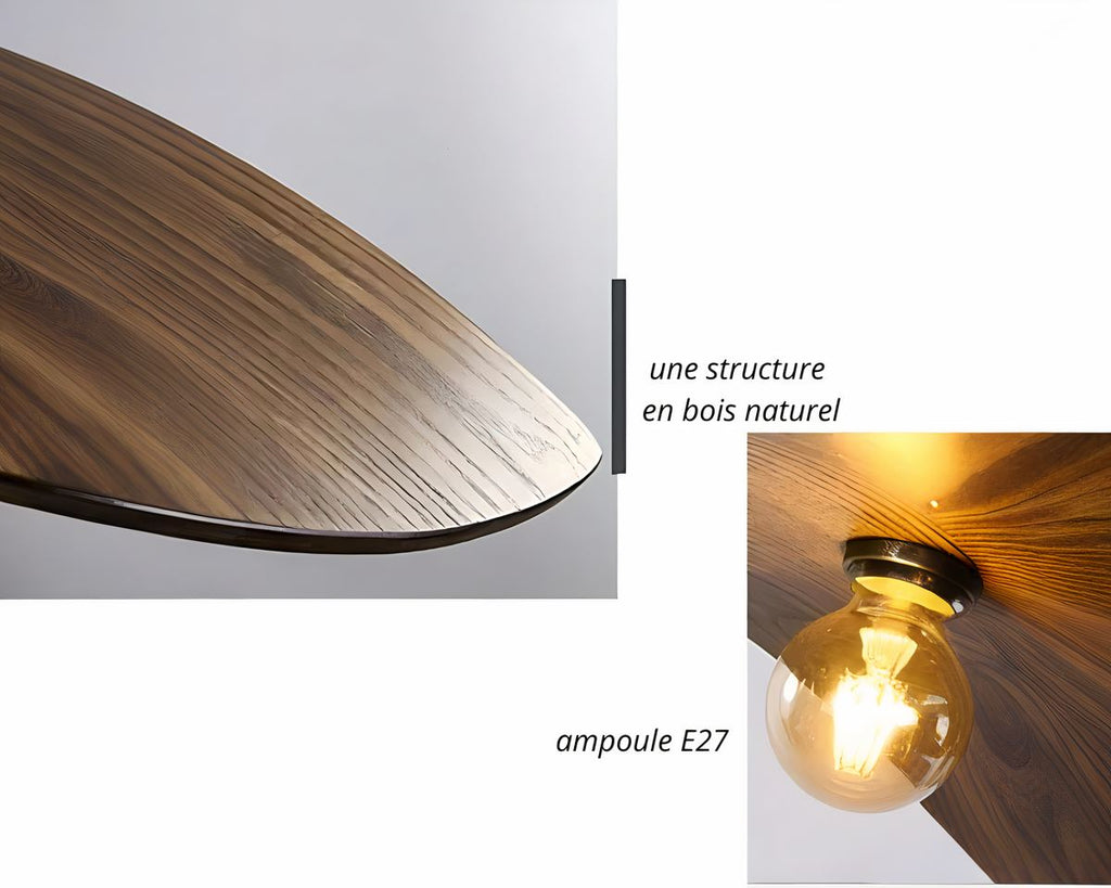 Lustre bohème feuille de bois courbée, vue 4