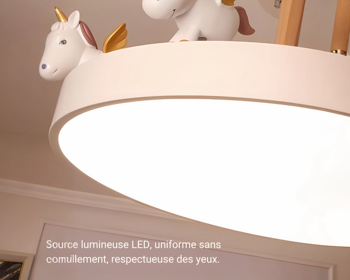 Lustre chambre plafonnier rond orné de licornes, vue 4