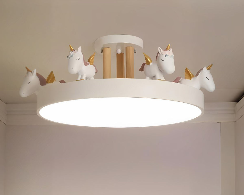 Lustre chambre plafonnier rond orné de licornes, vue 5