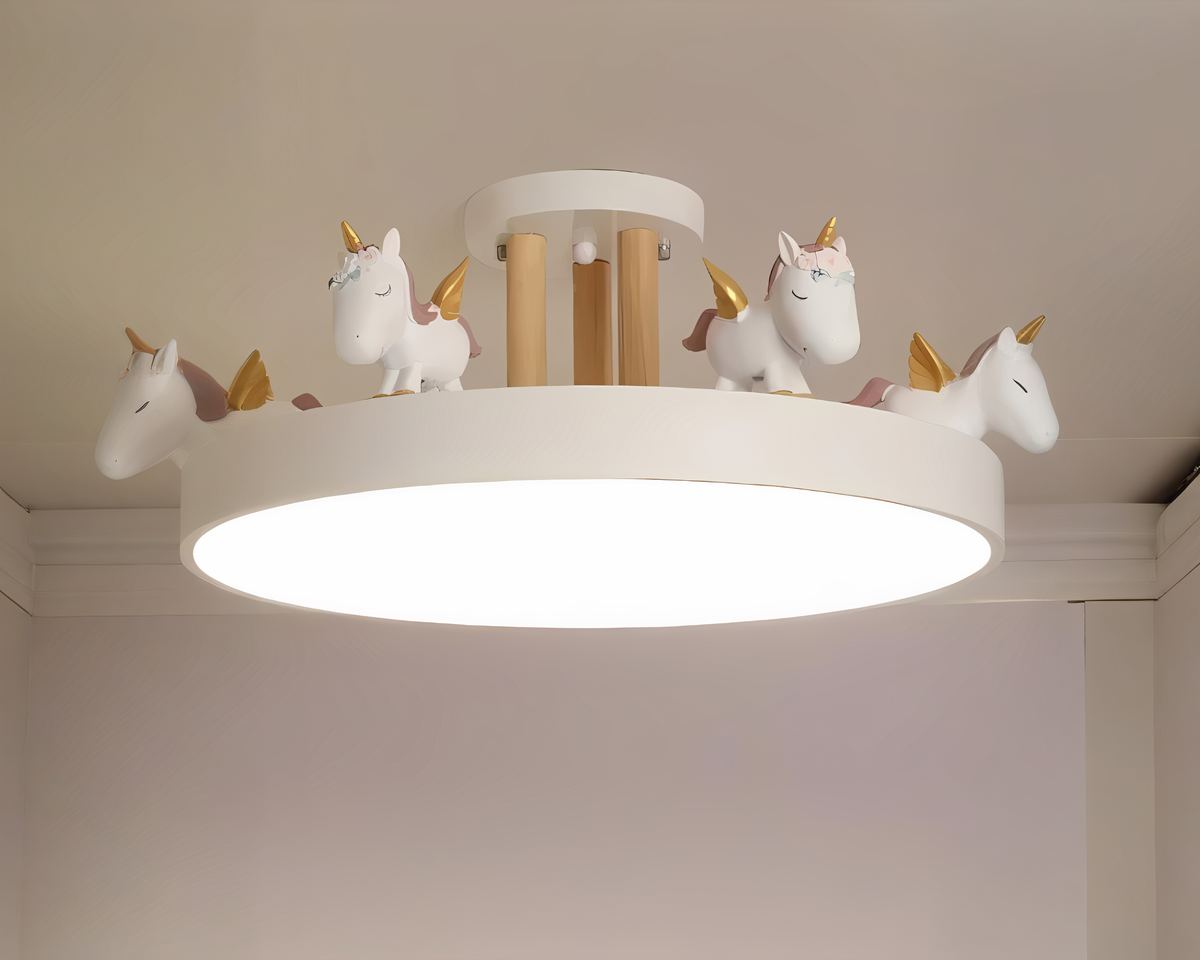 Lustre chambre plafonnier rond orné de licornes, vue 5
