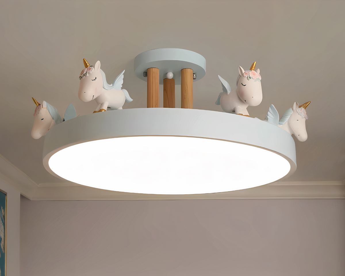 Lustre chambre plafonnier rond orné de licornes, vue 7