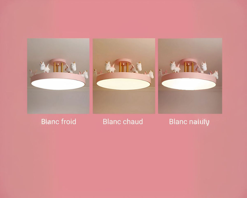 Lustre chambre plafonnier rond orné de licornes, vue 8