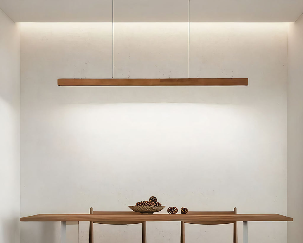 Lustre bohème réglette LED en bois de 120 cm