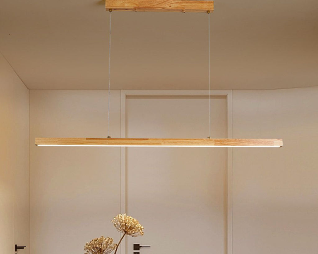 Lustre bohème réglette LED en bois de 120 cm, vue 3