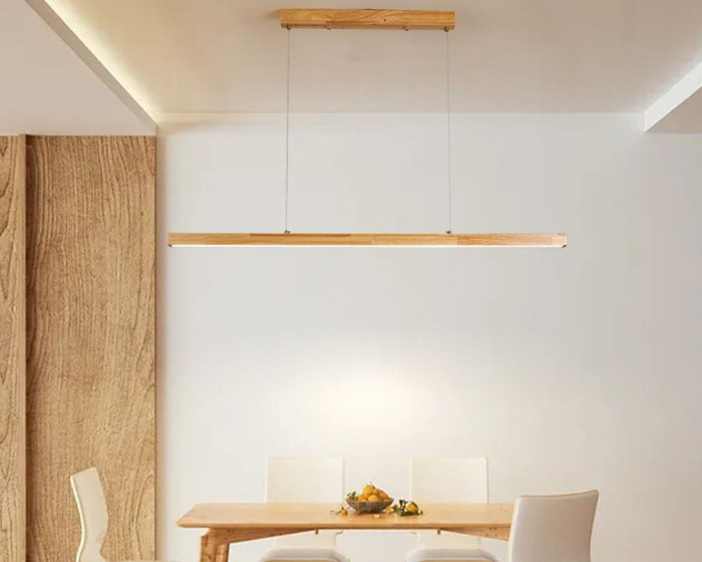 Lustre bohème réglette LED en bois de 120 cm, vue 4