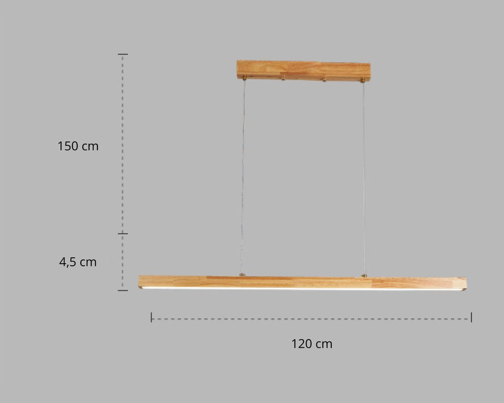 Lustre bohème réglette LED en bois de 120 cm, vue 5
