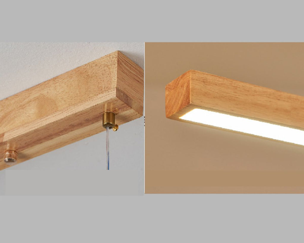 Lustre bohème réglette LED en bois de 120 cm, vue 6