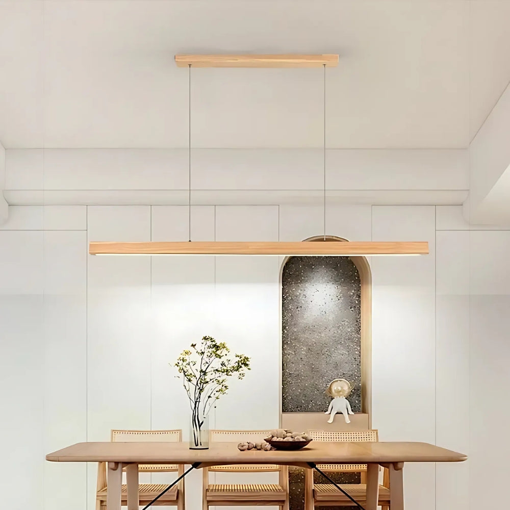 Lustre bohème réglette LED en bois de 120 cm, vue 8