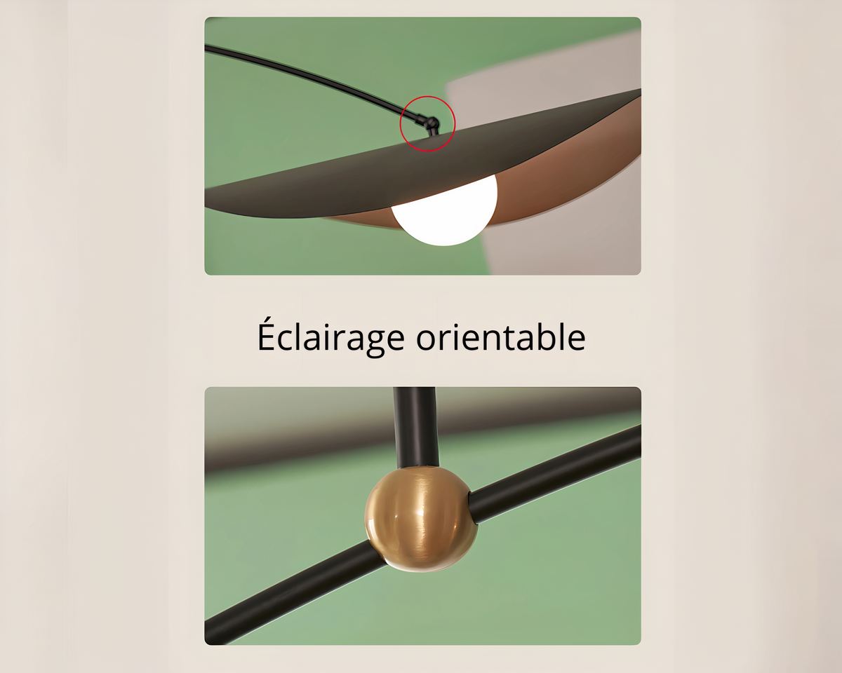 Lustre design à long bras suspendu et abat-jour orientable, vue 2