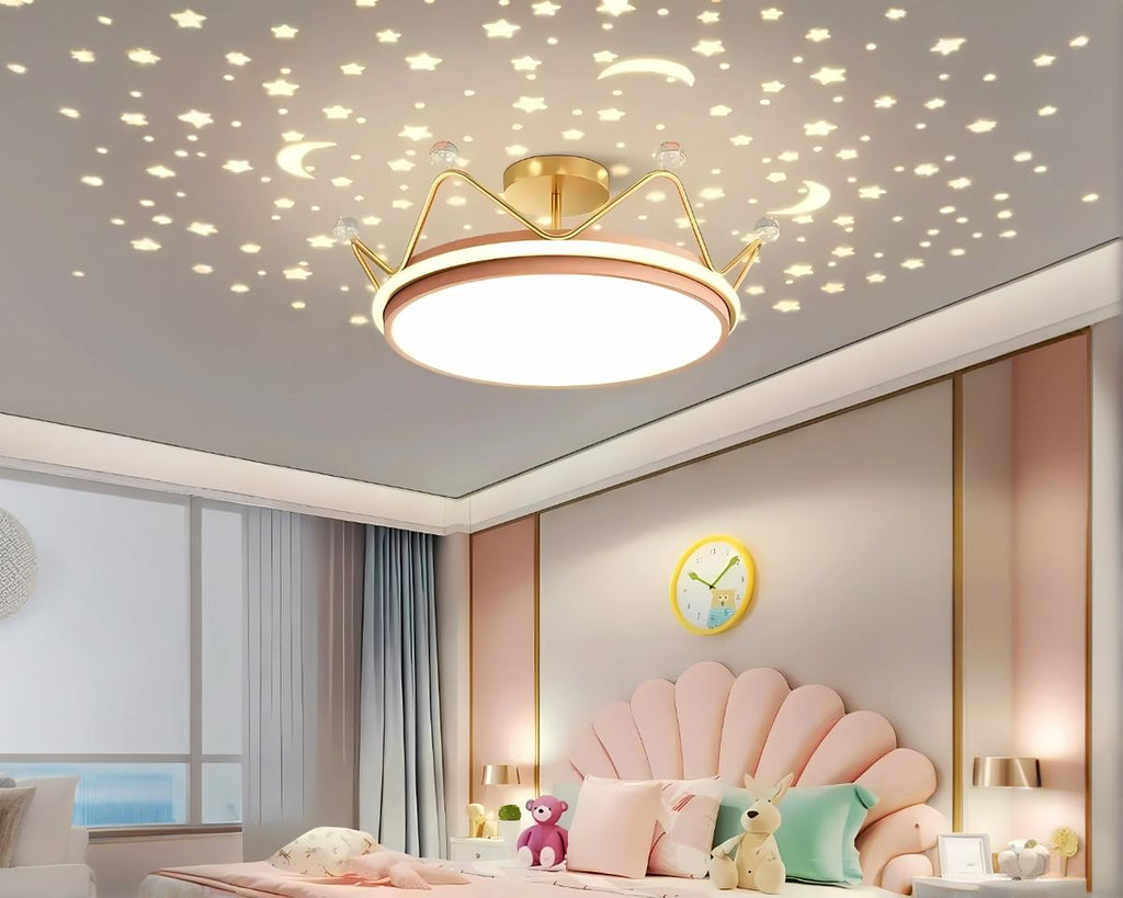 Lustre chambre couronne à projection d'étoiles