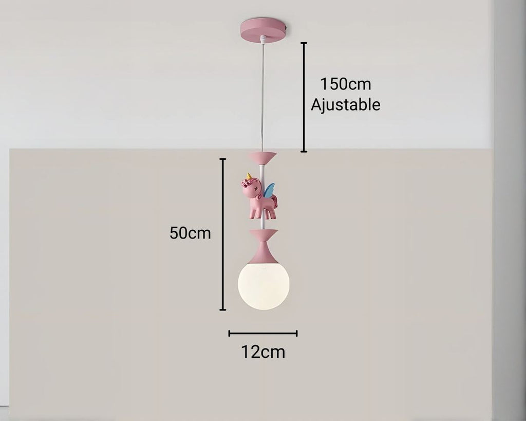 Lustre chambre manège rose et licornes en résine, vue 7