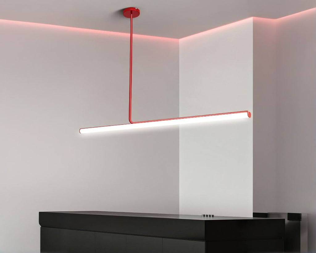 Lustre moderne linéaire fin de 120 cm à LED, vue 2