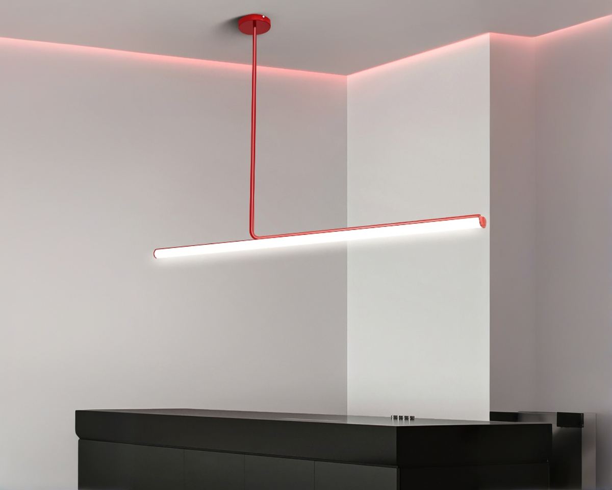 Lustre moderne linéaire fin de 120 cm à LED, vue 2