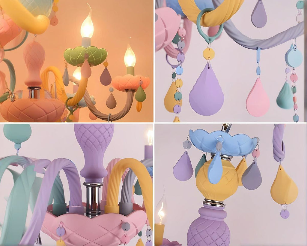 Lustre chambre chandelier à gouttelettes multicolores, vue 5
