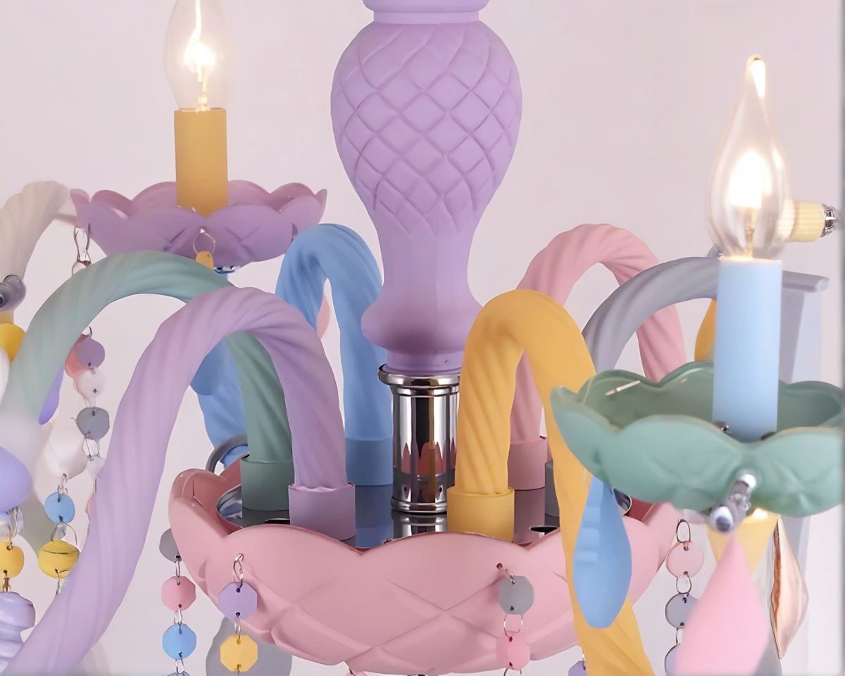 Lustre chambre chandelier à gouttelettes multicolores, vue 8