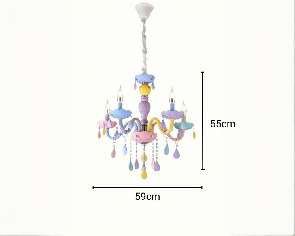 Lustre chambre chandelier à gouttelettes multicolores, vue 10