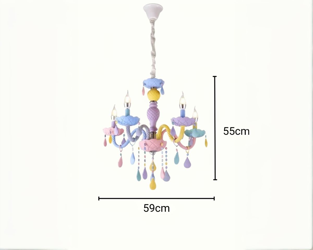 Lustre chambre chandelier à gouttelettes multicolores, vue 10