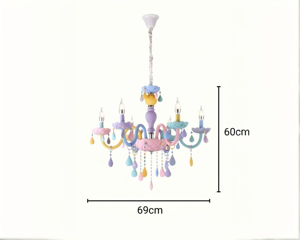 Lustre chambre chandelier à gouttelettes multicolores, vue 11