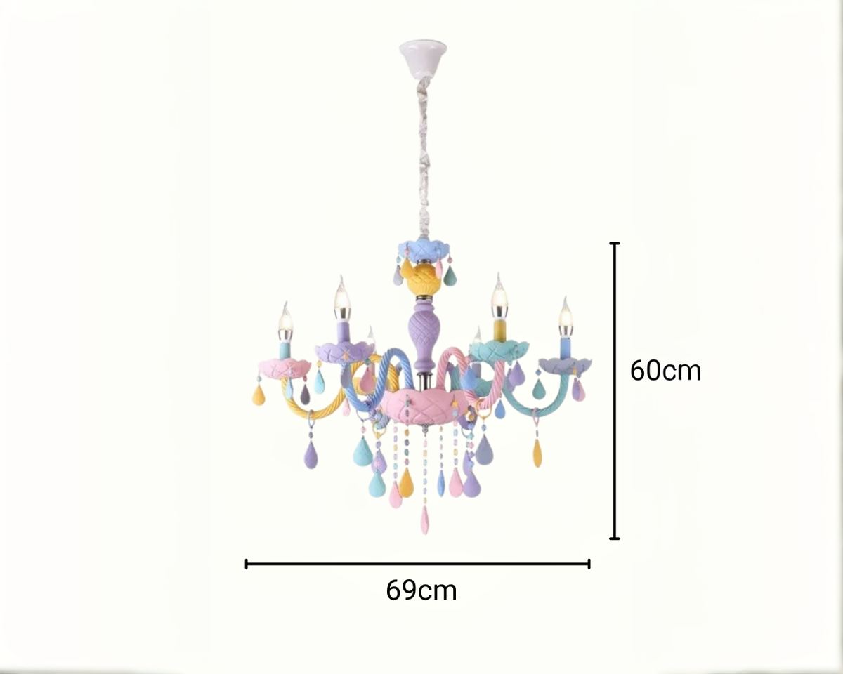Lustre chambre chandelier à gouttelettes multicolores, vue 11