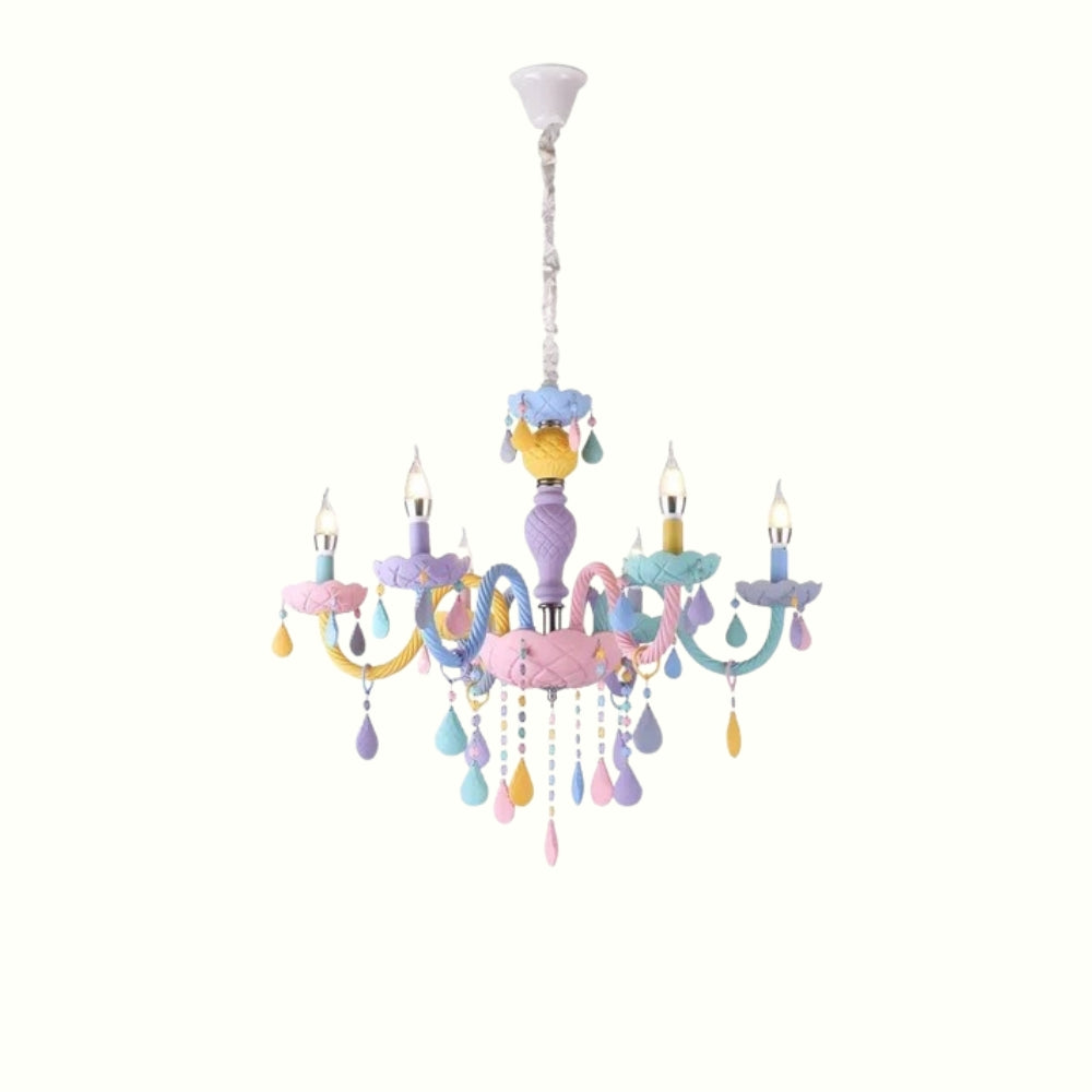 Lustre chambre chandelier à gouttelettes multicolores, vue 13