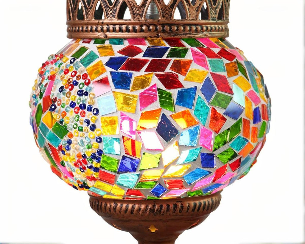 Lustre marocain lanterne en verre multicolore, vue 5