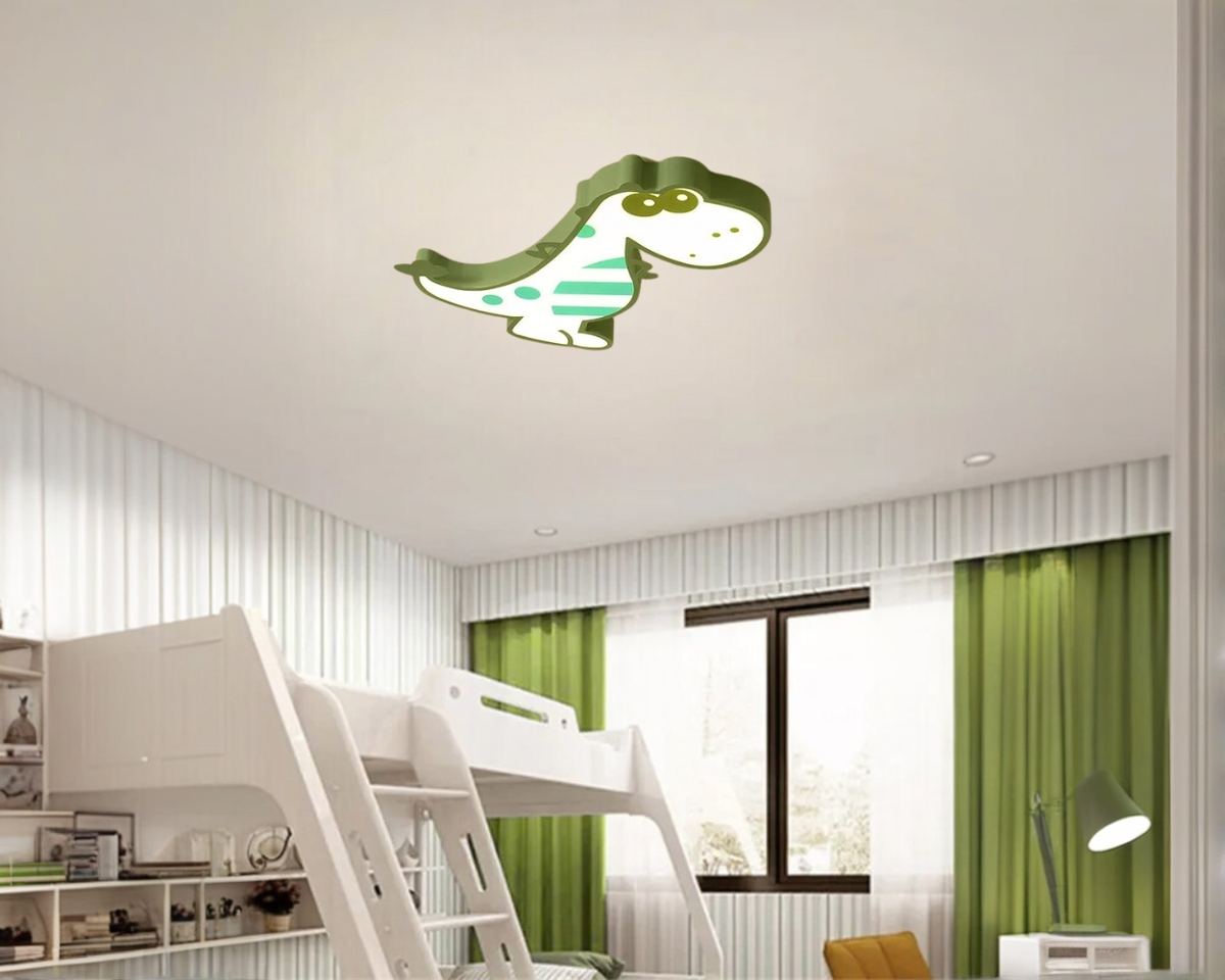 Lustre chambre plafonnier vert en forme de dinosaure