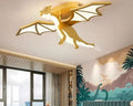 Lustre chambre dragon doré aux ailes déployées