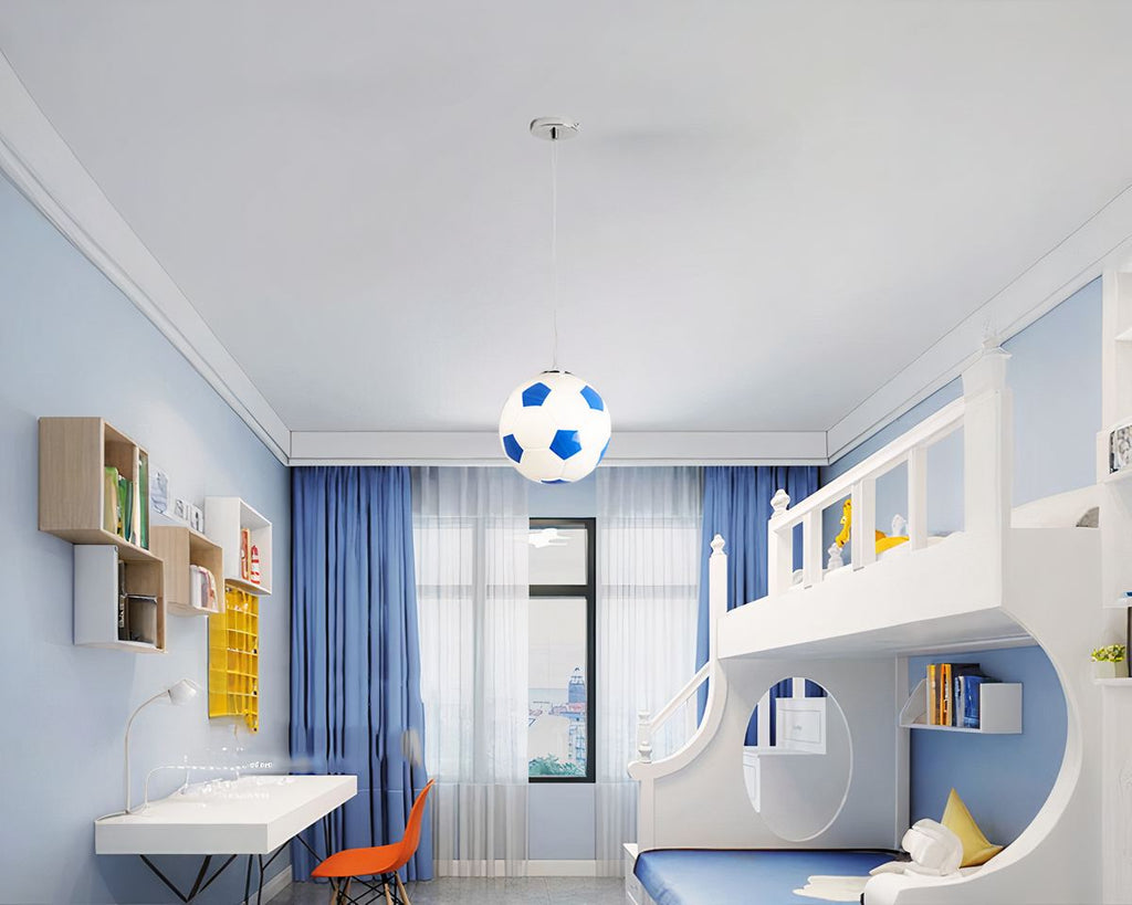 Lustre chambre ballon de football en verre et métal, vue 4