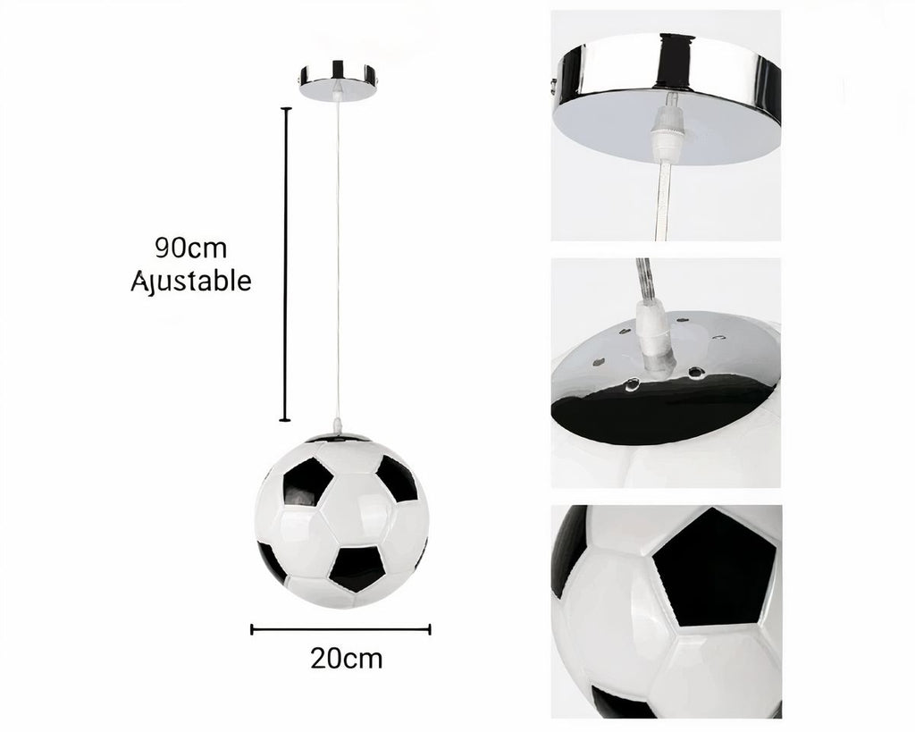 Lustre chambre ballon de football en verre et métal, vue 6