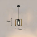 Lustre campagne géométrique en bois et métal noir, vue 5