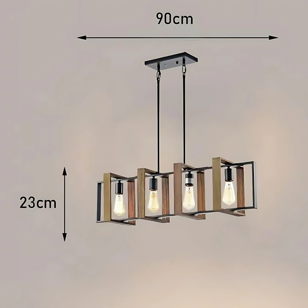 Lustre campagne géométrique en bois et métal noir, vue 6
