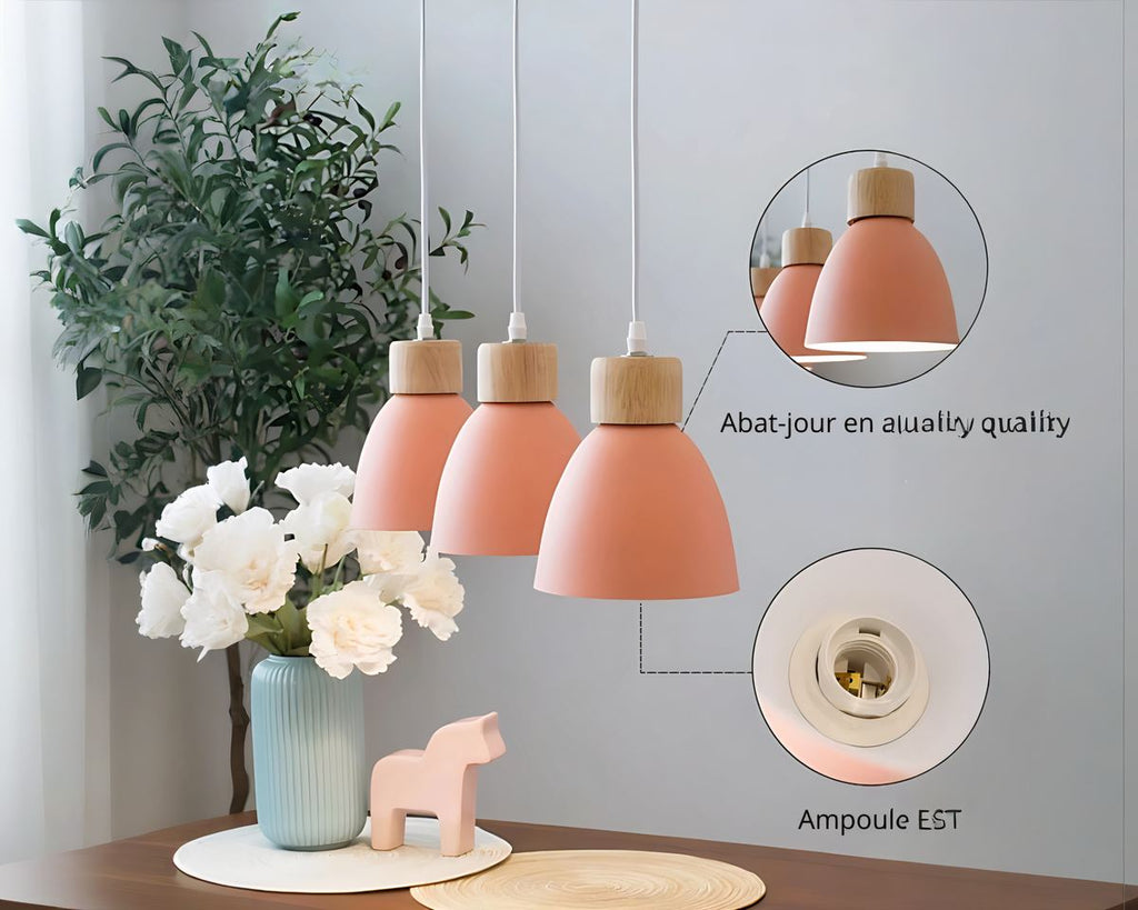 Lustre 3 suspensions dômes colorés en aluminium, vue 3