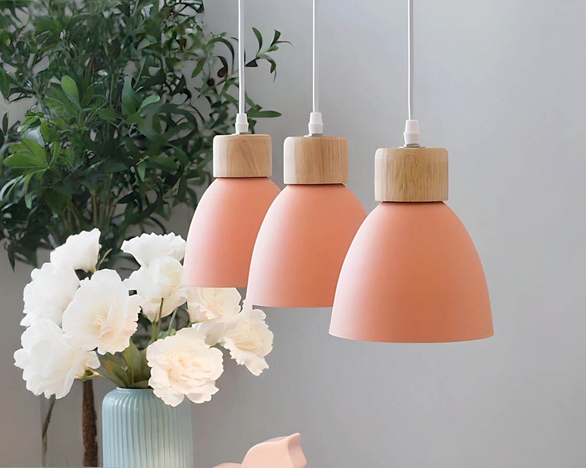 Lustre 3 suspensions dômes colorés en aluminium, vue 4