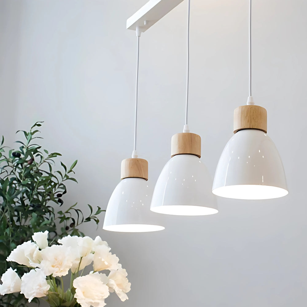 Lustre 3 suspensions dômes colorés en aluminium, vue 5