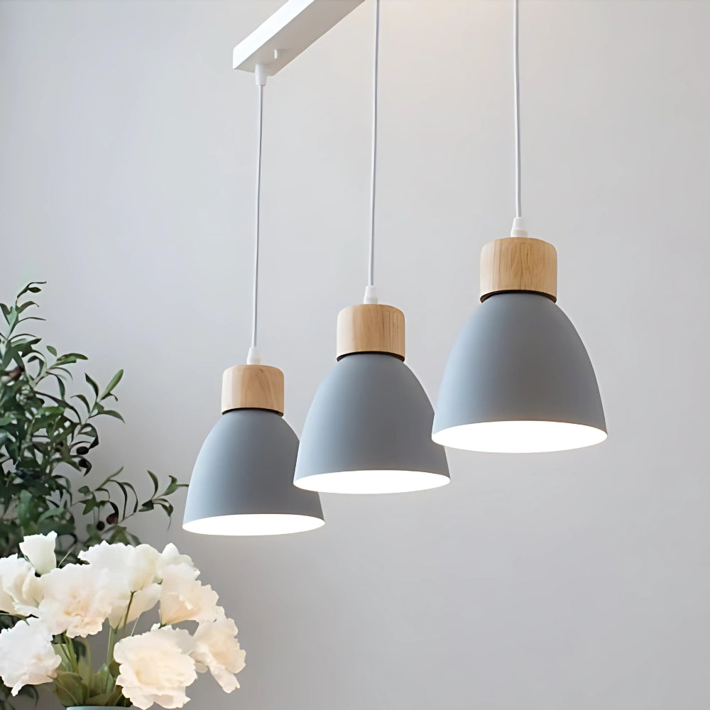 Lustre 3 suspensions dômes colorés en aluminium, vue 6