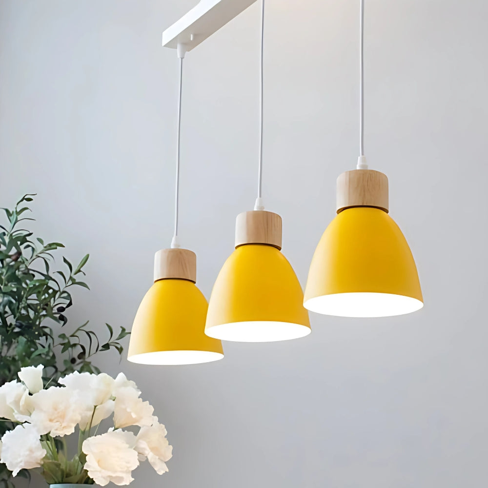 Lustre 3 suspensions dômes colorés en aluminium, vue 7