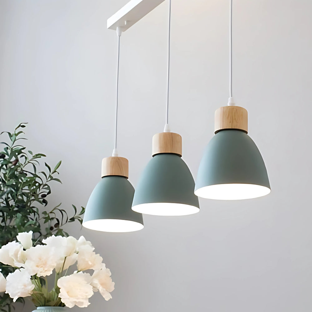 Lustre 3 suspensions dômes colorés en aluminium, vue 8