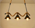 Lustre 3 suspensions en corde et métal noir