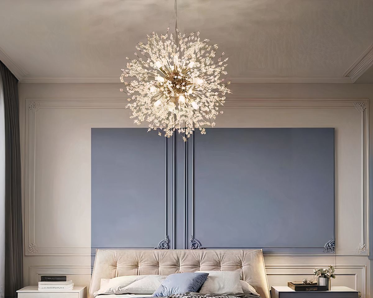 Lustre design boule pissenlit à tiges de cristal, vue 3