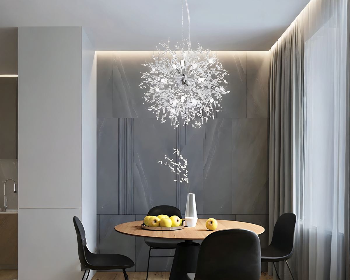 Lustre design boule pissenlit à tiges de cristal, vue 5