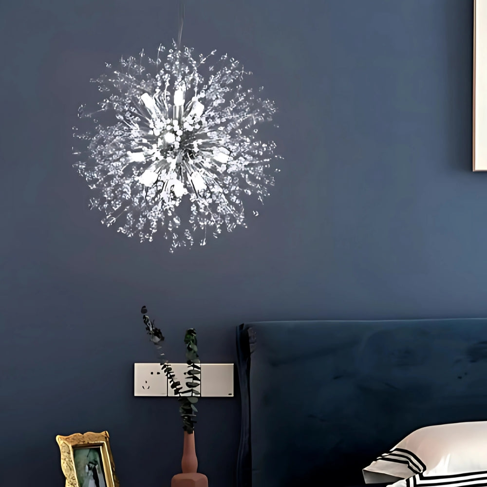 Lustre design boule pissenlit à tiges de cristal, vue 11