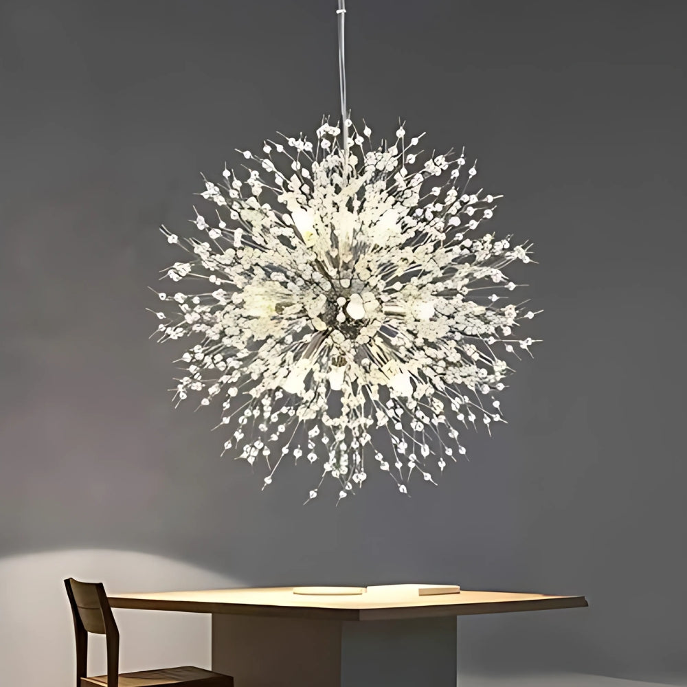 Lustre design boule pissenlit à tiges de cristal, vue 12