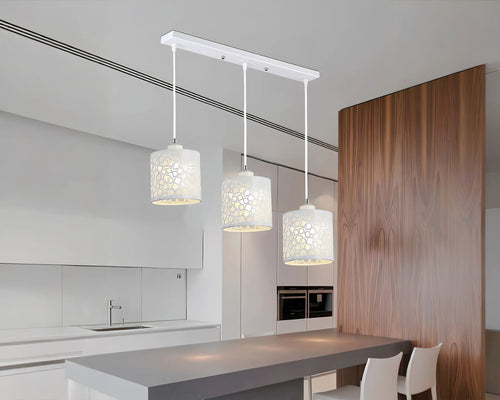 Lustre 3 suspensions ajourées noir ou blanc