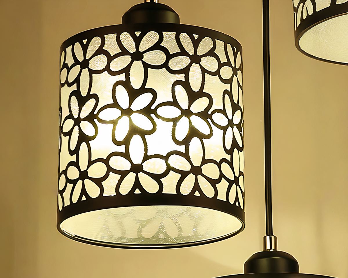 Lustre 3 suspensions ajourées noir ou blanc, vue 5