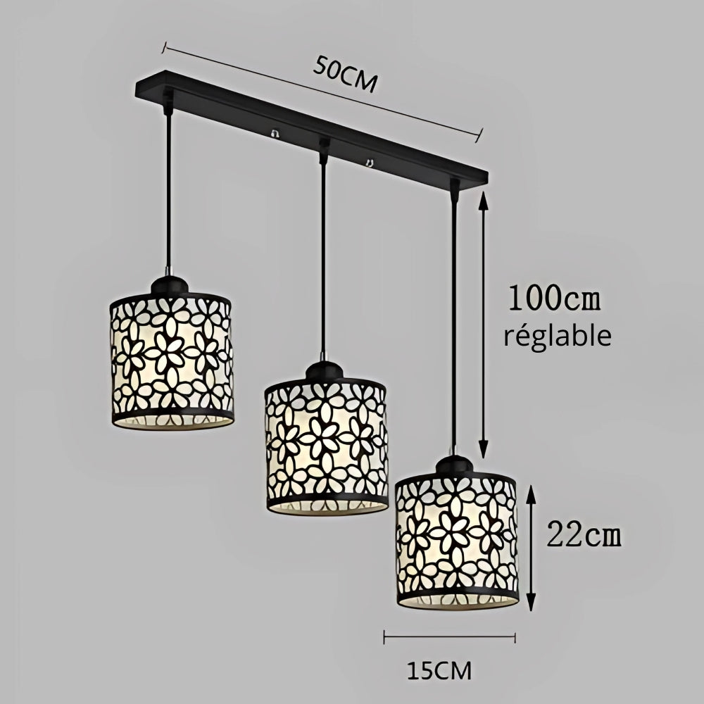 Lustre 3 suspensions ajourées noir ou blanc, vue 9