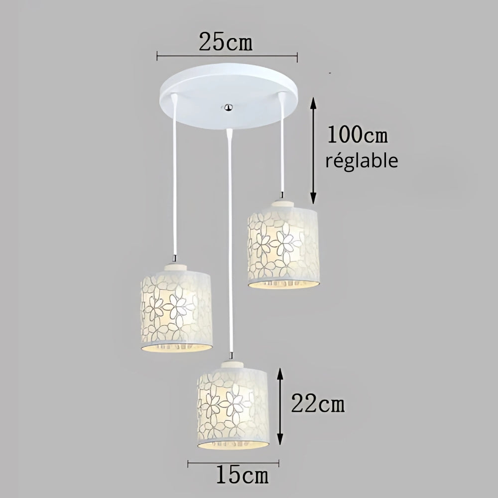 Lustre 3 suspensions ajourées noir ou blanc, vue 10