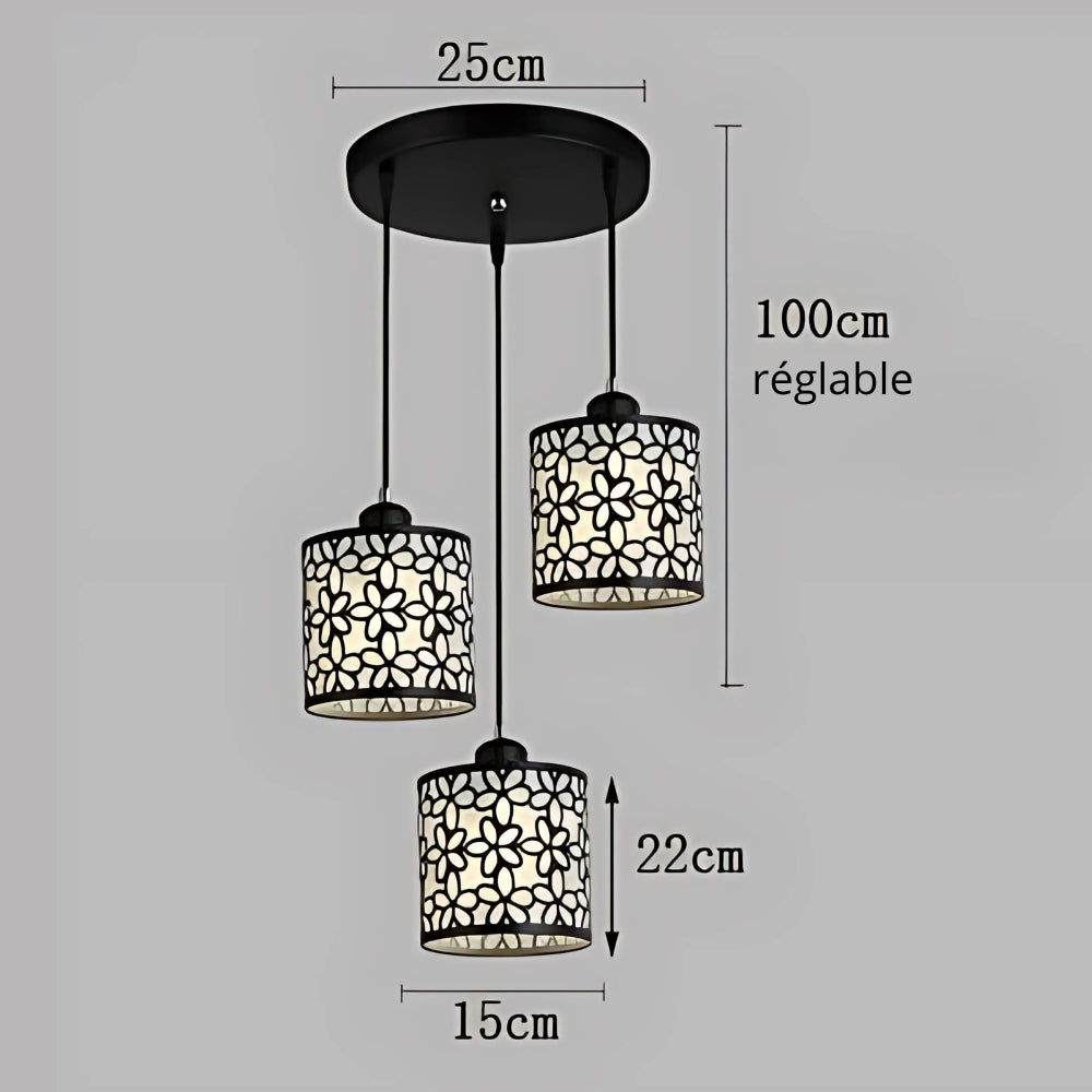 Lustre 3 suspensions ajourées noir ou blanc, vue 11