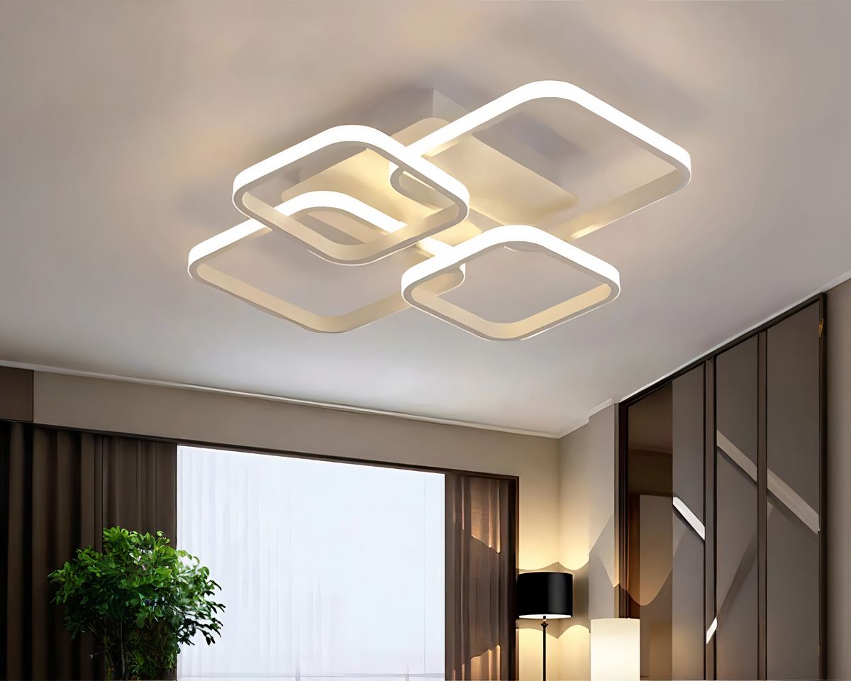 Lustre design plafonnier à carrés emboîtés, vue 2